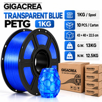 Filamen Printer 3D PETG Biru Transparan Kristal 1KG untuk Pencetakan FDM OEM Label Pribadi Grosir Produsen Pemasok