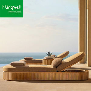 أثاث حمام سباحة للفناء عالي الجودة ، طقم صالة حديقة للاسترخاء في جميع الأحوال الجوية ، سرير نهاري خشبي خارجي من خشب الساج - Product Image 2