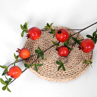 Buah delima buatan, 6 Kepala Cabang kering buah buatan dekorasi rumah ornamen bunga delima busa Berry