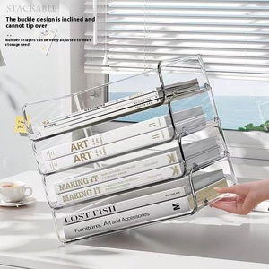 Nhiều lớp trong suốt Máy tính để bàn lưu trữ giá văn phòng kệ sách đứng nhựa tập tin lưu trữ hộp - Product Image 3