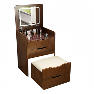 3 in 1 Wood Vanity Desk with Lighted Adjustable Plip Top Mirror Storage Modern Design-Compact Makeup Vanity (60cm) - Product Image 4