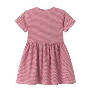 Vestito Estivo per Bambine con Applicazione di Cucciolo, Lavorato a Maglia, a Righe Rosse e Bianche, Lunghezza al Ginocchio, 2-7 Anni, Supporto per Ordini all'Ingrosso OEM/ODM - Product Image 3