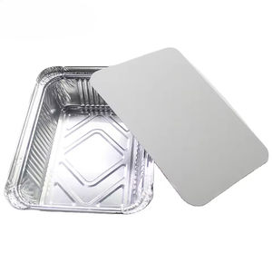 บรรจุภัณฑ์อาหาร กล่องฟอยล์อะลูมิเนียมแบบใช้แล้วทิ้ง ถาดอาหารแบบนำกลับบ้าน ถาดฟอยล์รูปสี่เหลี่ยมผืนผ้า ฝาปิดกระดาษ ขนาด 200 มล. เกรดสำหรับอาหาร - Product Image 3