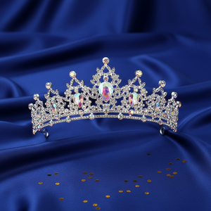 Corona de Aleación con Pedrería Multicolor Esmeralda Vintage, Diseño de Hoja de Oro, Tiara Moderna de Princesa para Mujer, para Boda, Cumpleaños, Fiesta - Product Image 4