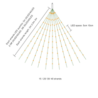 Guirlandes lumineuses étanches à 20/30/40 fils, effet cascade, télécommandées, à brancher, pour jardin, maison, sapin de Noël
