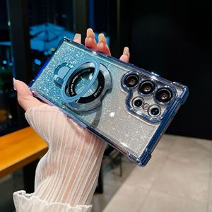 Étui de téléphone de luxe antichoc avec paillettes et support pour Samsung S26 S25 S24 S23 <span class=keywords><strong>S22</strong></span> a25 ultra Plus Film de protection d'objectif Anti-chute - Product Image 1