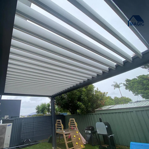 Système de couverture de pergola bioclimatique en aluminium avec côtés rétractables Toit à lames extérieur étanche Cadre à revêtement par poudre - Product Image 3