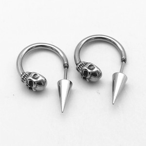 Pendientes con forma de esqueleto de yunnique, joyería redonda de acero de titanio para fiestas, para hombres y mujeres - Product Image 2