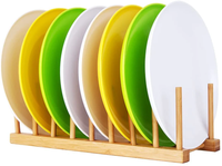 Support de séchage pour assiettes en bambou, porte-livres et magazines de bureau, avec porte-ustensiles pour cuisine, bureau et comptoir domestique