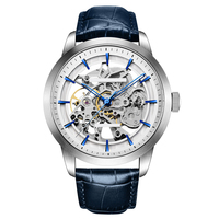 Jam tangan mekanis pria sepenuhnya otomatis jam tangan kecil Tourbillon kalender tahan air casing baja tahan karat desain berongga