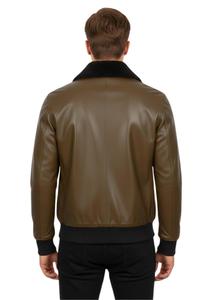 Chaqueta de Piloto de Cuero Genuino Premium para Hombre con Cuello de Piel y Bolsillos Utilitarios - Product Image 5