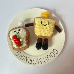 Portachiavi <span class=keywords><strong>con</strong></span> Ciondolo a Forma di Pane in Lana e Cotone Lavorato a <span class=keywords><strong>Maglia</strong></span> Fatto a Mano, Ornamento Decorativo - Product Image 2