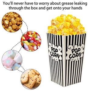 Blanco y Negro Película Noche Papel <span class=keywords><strong>Pop</strong></span> <span class=keywords><strong>Corn</strong></span> Cubos mini cajas de palomitas de maíz al por mayor - Product Image 3