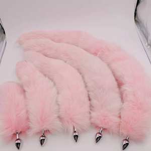 Plug anal en forme <span class=keywords><strong>de</strong></span> queue <span class=keywords><strong>de</strong></span> renard rose, poudre <span class=keywords><strong>de</strong></span> fard à joues, couleur givre blanc, grand plug anal en forme <span class=keywords><strong>de</strong></span> queue - Product Image 4