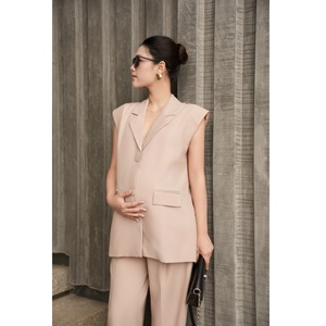 Woolen Tapered Elastic Waist 78% Polyester 18% Rayon 4% Spandex <b>Summer</b> Anti-Wrinkle Mid Vietnam Women's <b>Pants</b> & Trousers - Product Image 3