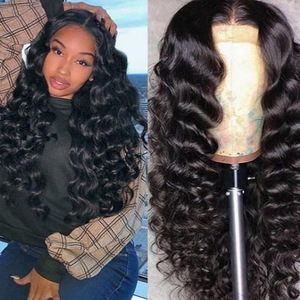 Perruques synthétiques en gros à prix abordable pour femmes noires, styles <span class=keywords><strong>Afro</strong></span>/Water/<span class=keywords><strong>Afro</strong></span> Wave, résistantes à la chaleur, avec ligne de cheveux naturelle, sans colle, cheveux longs - Product Image 6