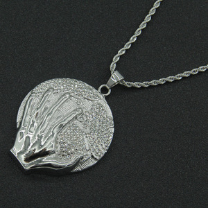 Hot Selling Holding the Earth in Hand Shaped Geometric Pendant Necklace Personalized Hiphop Men's Necklaces Wholesale Jewelry - Product Image 1
