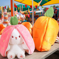 Kawaii Suff Dierlijk Speelgoed Omkeerbaar Konijnenfruit Transformeerbaar Paashaas Knuffel Nieuwe Aardbei Wortel Konijn Pluche Speelgoed