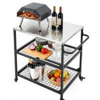 Chariot de rangement extérieur, table de cuisson en acier inoxydable, table de préparation BBQ pour patio, jardin