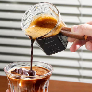 แก้วทรงแปดเหลี่ยมสำหรับสกัดกาแฟเอสเพรสโซ พร้อมสเกลวัดปริมาณ ด้ามจับไม้ แก้วออนซ์สำหรับกาแฟเข้มข้น อุปกรณ์ชงกาแฟสำหรับใช้ในบ้าน - Product Image 2