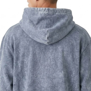 Sudadera con Capucha Extra Grande para Hombre, 100% Algodón, Felpa Francesa de 430g, Gris Lavado, con Bolsillo Estampado, Estilo Casual para Otoño - Product Image 6