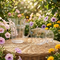 Pichet en plastique PS de 1,3 L avec poignée, design « Dix Cornes », couleurs et logo personnalisables, pour la maison, le bar, les fêtes, carafe à eau réutilisable
