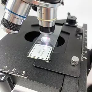 Microscopio Trinocular NK-06C, compuesto biológico con iluminación LED inferior, 40X-1600X