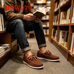 CXT, Zapatos Náuticos Clásicos de Cuero Crazy Horse Marrón Oscuro de Alta Gama, Zapatos Casuales para Hombre Resistentes a los Olores para Caminar por la Calle HSW079 - Product Image 2