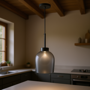 Suspension moderne en verre gris E27 LED 3500K blanc chaud pour cuisine, salle à manger et éclairage intérieur domestique - Product Image 2