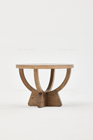 Ethnique Chic orme recyclé Table d'appoint en bois naturel lavé clair Table basse ronde de salon