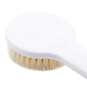 Long Handle <b>Round</b> Head Bath <b>Brush</b> Nylon Bristle Massage Exfoliation For Adults White - Product Image 3