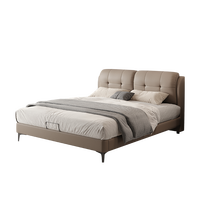 Cadre de lit moderne rembourré en cuir pleine fleur avec tête de lit large à trois panneaux pour chambres Queen et King