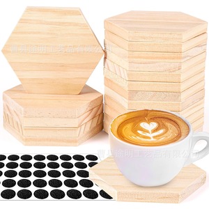 Posavasos de madera en forma de corazón, tapetes aislantes del calor de madera maciza para mesa, manualidades DIY, 10 Uds. Con almohadillas adhesivas - Product Image 2