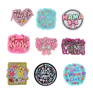 Colorful Acrylic flatback Mother's Day Badge <b>Holders</b> With Floral And Text Designs For DIY Decorations - Product Image 3