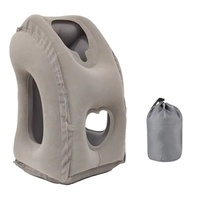 Oreiller de voyage gonflable, coussin d'air, appui-tête avec support de menton réglable pour soulager les douleurs au cou en avion, au bureau, à la maison, pour la sieste