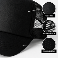 Casquette de baseball unisexe personnalisable avec logo, visière en mousse, dos en maille, fermeture snapback, broderie, vente en gros, OEM, faible MOQ