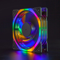 Casing komputer plastik bantalan bola pendingin LED RGB Aurora ganda 12025 Cross-Border baru 12CM casing komputer plastik ajaib Eclipse