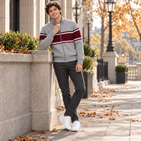 Cardigan en maille zippé pour homme, col montant, manches longues, décontracté, hiver, manteau tricoté, fabricant OEM ODM
