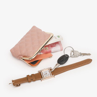 Porte-monnaie matelassé en cuir PU avec fermoir à boucle, mini porte-monnaie à fermeture éclair, cadeau pour femme, vente en gros