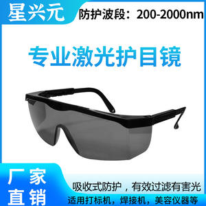Lunettes de sécurité laser, monture noire, verres de 1,5 mm, transmission de 10 %, pour la protection contre les rayonnements lumineux, fabriquées à Shenzhen - Product Image 5