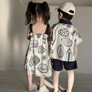 Completo Set Estivo 2026 Personalizzato per Bambini e Bambine, Abiti Casual con Stampa Frutta per Fratello e Sorella, Coordinati in Cotone Misto per Neonati - Product Image 4