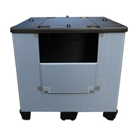 Bac de stockage en plastique robuste JOIN Blue avec couvercle et porte rabattable, compatible chariot élévateur, empilable pour entrepôt