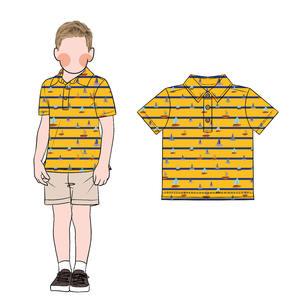 Lo más nuevo, lindo estampado de dibujos animados, opciones multicolores, escote con cuello que absorbe la humedad, 3 botones de madera, camiseta <span class=keywords><strong>Polo</strong></span> de manga corta para niño - Product Image 5