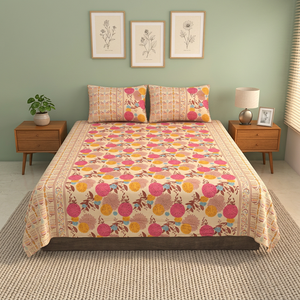 Modern Style Handmade Cotton <b>Bed</b> <b>Cover</b> Set Discharge Printed Pillow <b>Covers</b> Jaipur Style Bedding Set for Home Hotel Use - Product Image 2