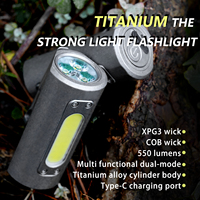 TGZUO Mini lampe de poche tactique en alliage de titane, 550LM XPG3 LED, double lumière, rechargeable par Type-C, torche de poche portable