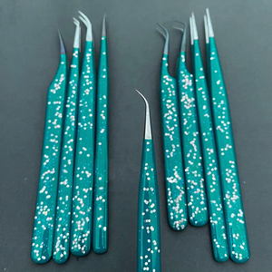 Pinzas para Pestañas con Logotipo Personalizado, Recubrimiento en Polvo, Acero Inoxidable, Punta Curva y Puntiaguda, Herramienta para Pestañas - Product Image 1
