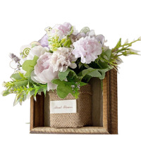Kunstbloemen wanddecoratie set in landelijke stijl, Scandinavisch houten frame, hangende bloemendecoratie voor woonkamer en huisdecoratie