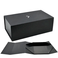 Logo personnalisé en gros de luxe en carton rigide noir boîte-cadeau d'expédition pliable boîte magnétique