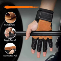 Gants demi-doigts en cuir de vachette avec fermeture magnétique, respirants, antidérapants et rembourrés pour hommes et femmes, idéaux pour la randonnée, le cyclisme, le fitness et l'entraînement en extérieur