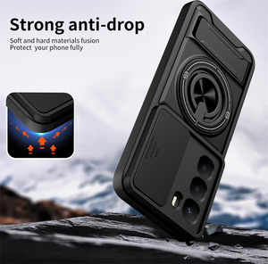 Coque de téléphone hybride PC+TPU avec anneau de protection, fenêtre coulissante pour objectif et support magnétique pour Infinix Hot 60i 5G Hot 70 - Product Image 3